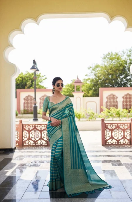 Afs Vritika Pure Georgette Banarasi Zari Leheriya Saree